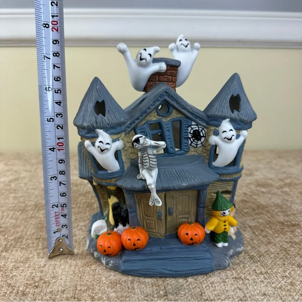 PartyLite Retired Ceramic Haunted Halloween Tealight Candle House